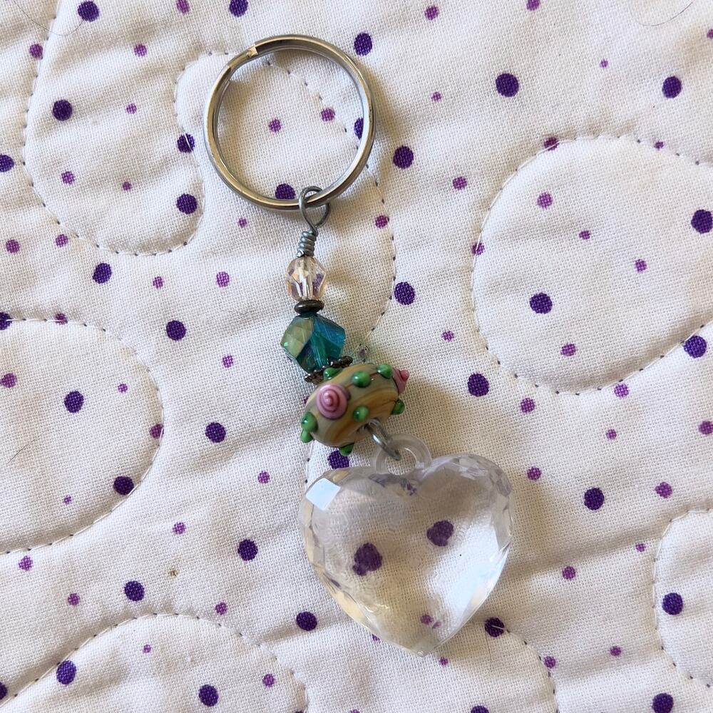 Heart Pendant Keychain One of a Kind Rare Handmade Key Ring Jewelry